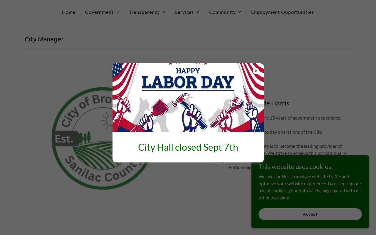 Brown City offices page for municipal contact information